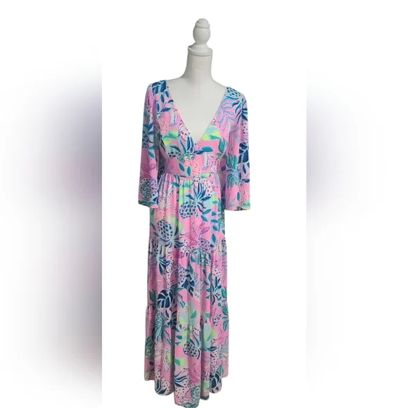 LILLY PULITZER Floral Pink and Blue Maxi Dress - Picture 6 of 14
